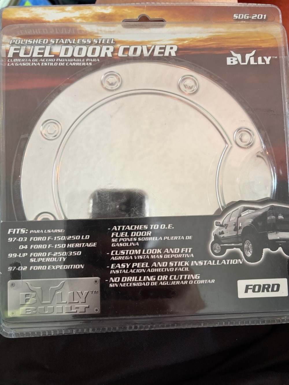 Ford Polished Stainless Steel fuel door cover NWT see photos for fitment SDG-201